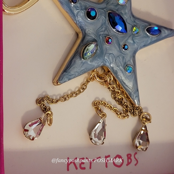 new! NWT in box! BETSEY JOHNSON key fob star magic sparkle purse charm logo tags - Picture 13 of 17